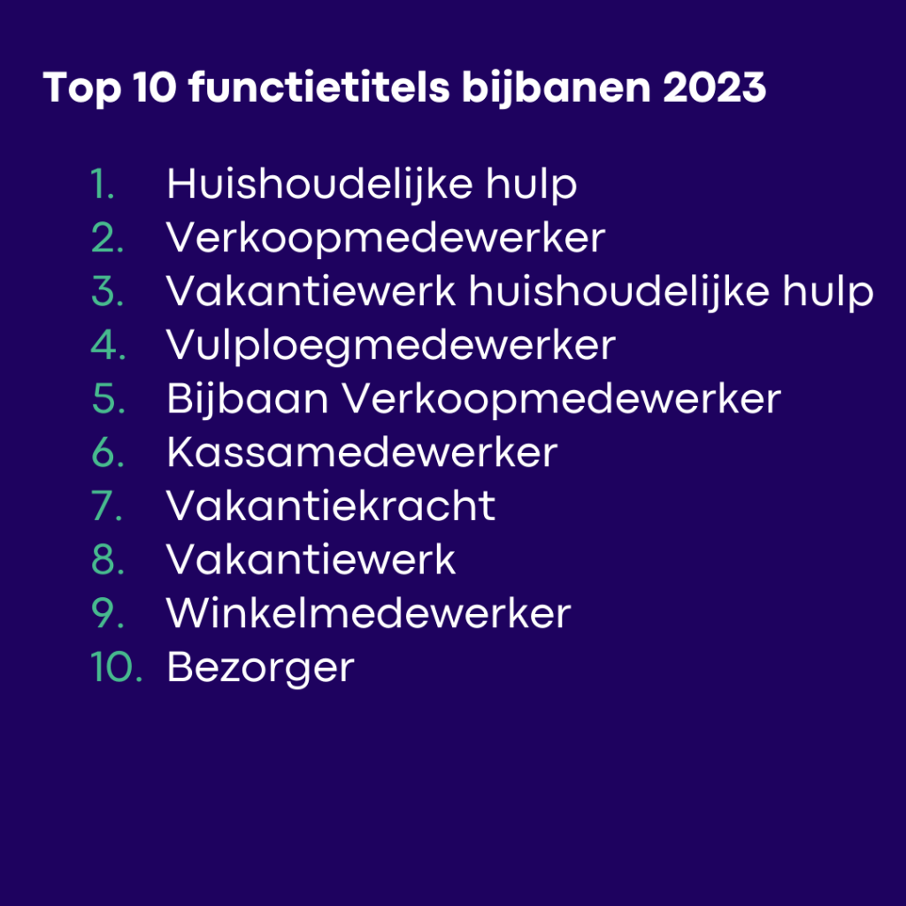 Top 10 functietitels bijbanen 2023