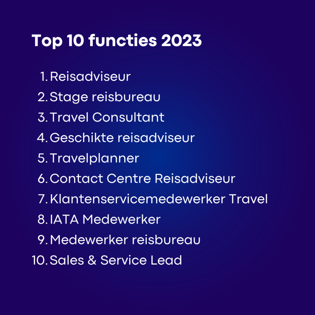 top 10 functies voor personeel in de reisbranche